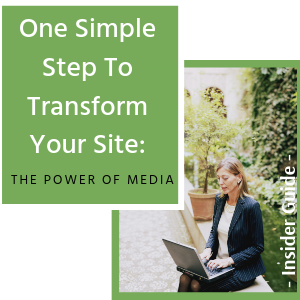 Woman sat on wall with laptop. Image has a text box added about transforming websites with the power of social media.
